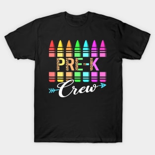 Team Pre K Crew Back To School Crayons Kids Teacher T-Shirt